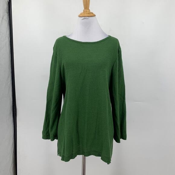 J Jill Sweater Womens L Large Basil Linen Blend Lightweight Bracelet Sleeve - Picture 2 of 14